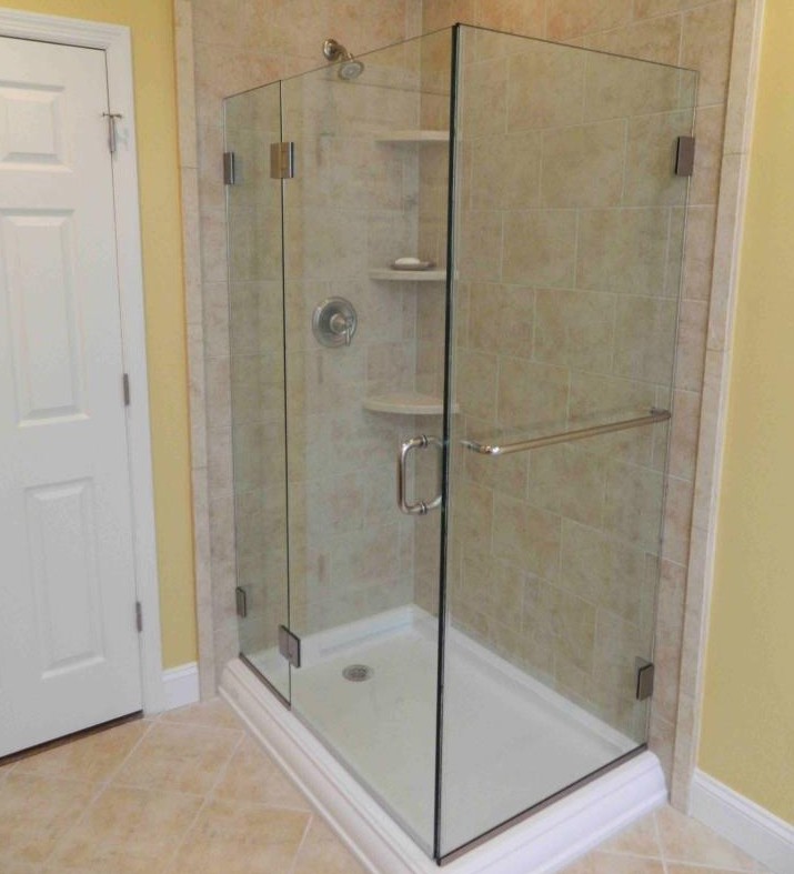 Example of a corner shelf in shower made out of the wall tile  Doorless  shower design, Shower fixtures, Shower corner shelf