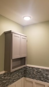 dimmed lights in bathroom remodel
