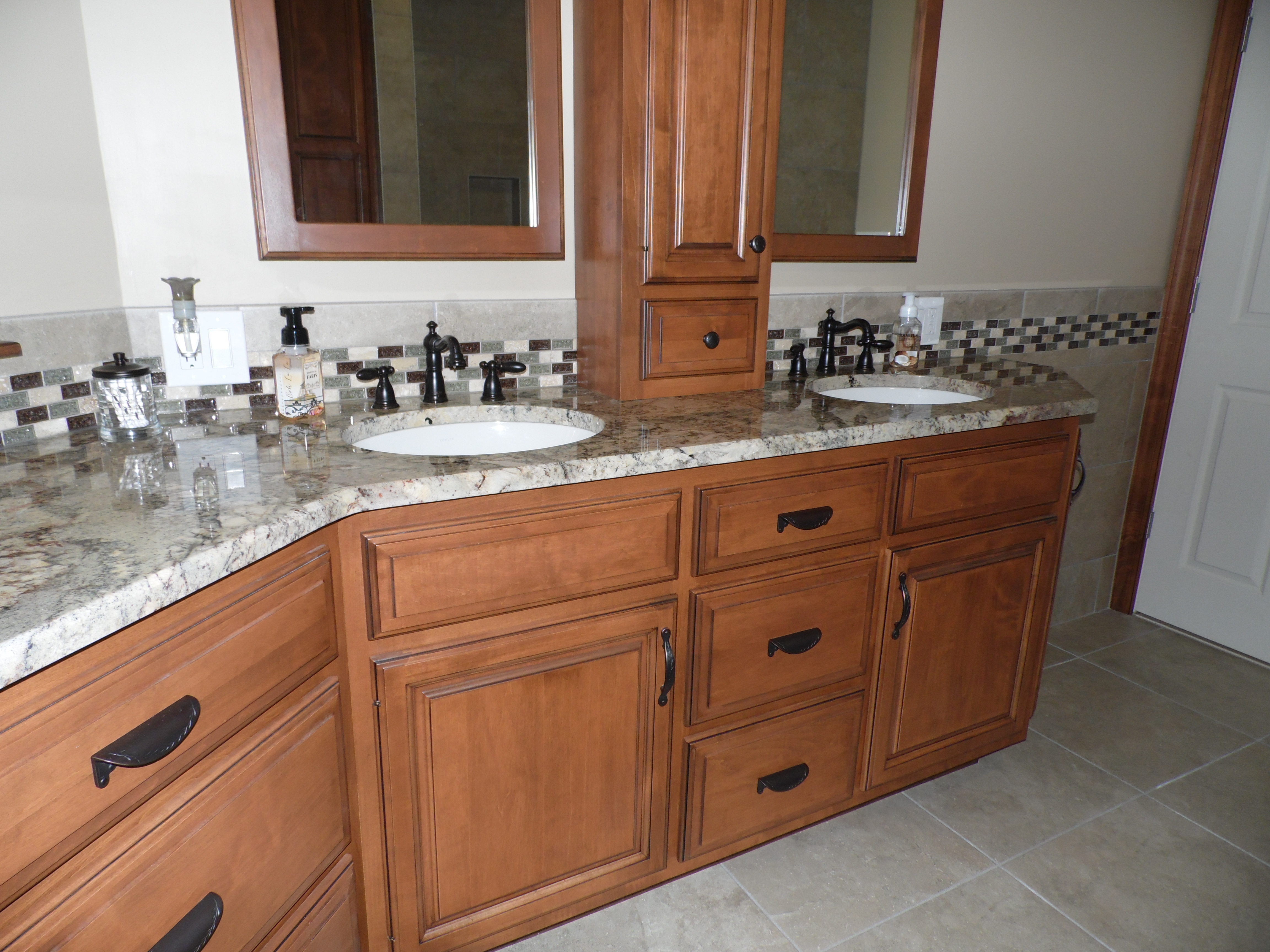 Custom Tiled Shower With Pebble Floor Harrisburg Pa