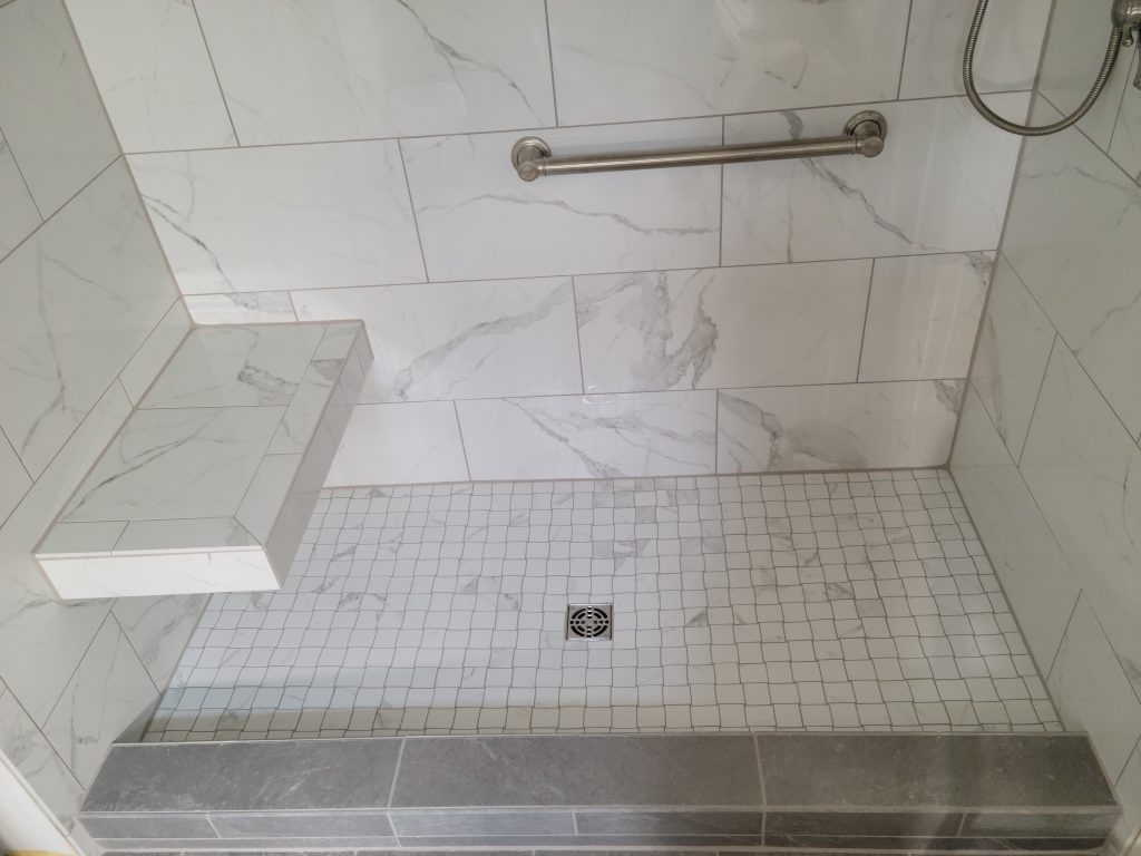 Tiling a floating shower bench Camp Hill PA